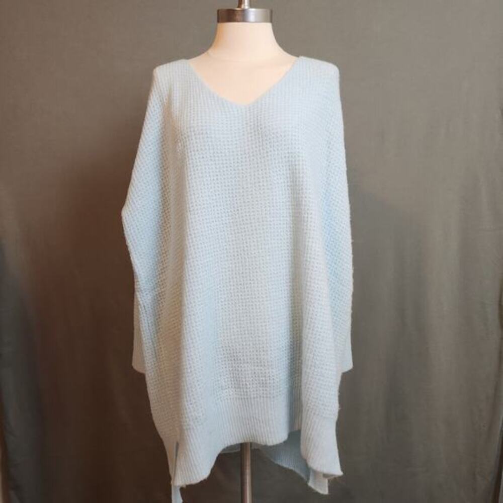 Free People Intimately Waffle Knit Sweater Womens XS/S Neon Sky New‎ Oversized